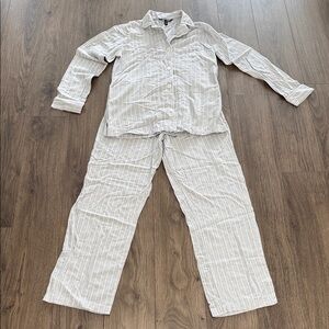 Ralph Lauren Grey/white Striped Pajama Set